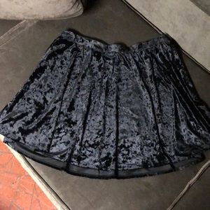 Black Crushed Velvet Skater Skirt
